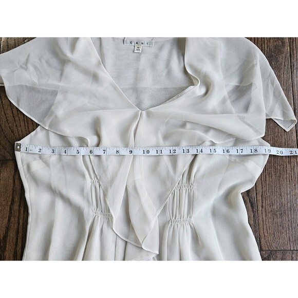 CAbi 814 Sheer Layered Ruffle Blouse Women's Size M Off-White Draped Top NWT - Picture 8 of 10